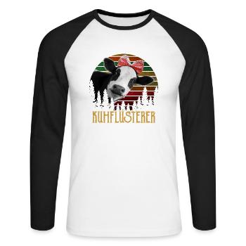 Vaches vaches vaches ferme cadeau · Chuchoteur de vaches - T-shirt baseball manches longues Homme - blanc/noir - Devant - Nik (191cm)