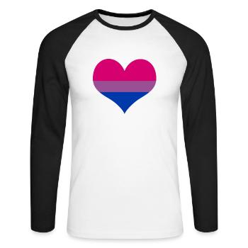 Bisexual Pride Flag - Unisex Long Sleeve Baseball T-Shirt - white/black - Front - Nik (191cm)