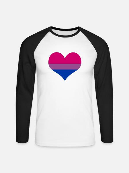 Bisexual Pride Flag - Unisex Long Sleeve Baseball T-Shirt - white/black
