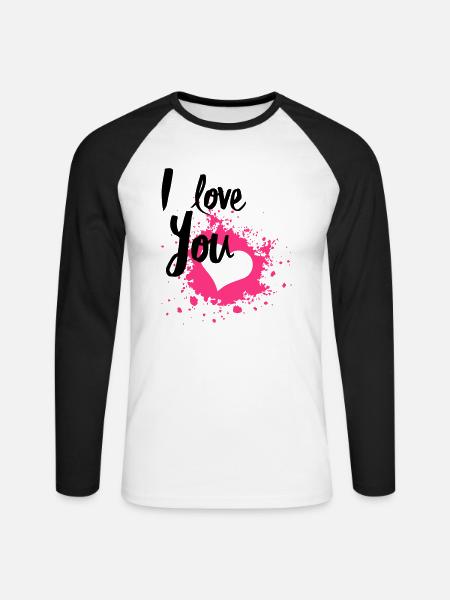 I Love You - Maglia da baseball a manica lunga da uomo - bianco/nero