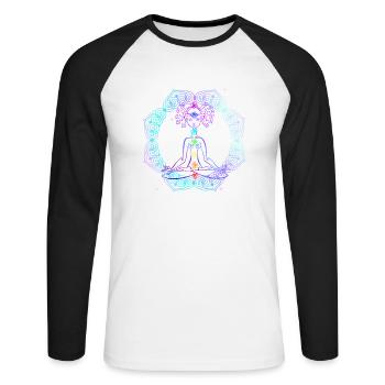 Reiki Master Spiritual Chakra healing gift - Unisex Long Sleeve Baseball T-Shirt - white/black - Front - Nik (191cm)