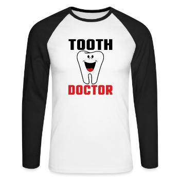 Dent Doctor - Dentiste - T-shirt baseball manches longues Homme - blanc/noir - Devant - Nik (191cm)