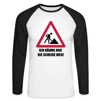 baustelle spruch - Unisex Baseballshirt langarm - Weiß/Schwarz - Vorne - Nik (191cm)