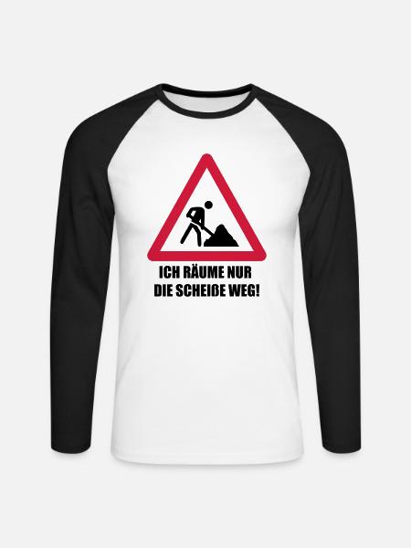 baustelle spruch - Unisex Baseballshirt langarm - Weiß/Schwarz