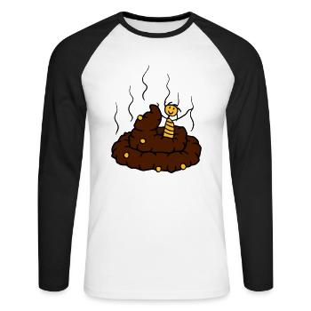 Happy, little, shit, shit, heap, smell, smelly, co - Unisex Long Sleeve Baseball T-Shirt - white/black - Front - Nik (191cm)