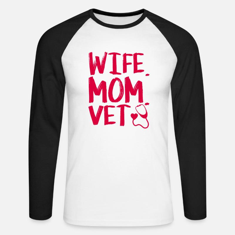 Frau Mutter Tierarzt - Tierarzt - Unisex Baseballshirt langarm - Weiß/Schwarz