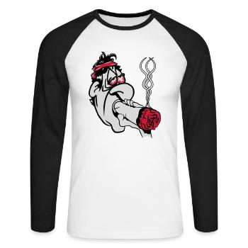 conjointe des mauvaises herbes totalement large la - T-shirt baseball manches longues Homme - blanc/noir - Devant - Nik (191cm)