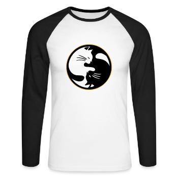 Yin Yang Twin Cat Yin Yang Twin Cat - T-shirt baseball manches longues Homme - blanc/noir - Devant - Nik (191cm)
