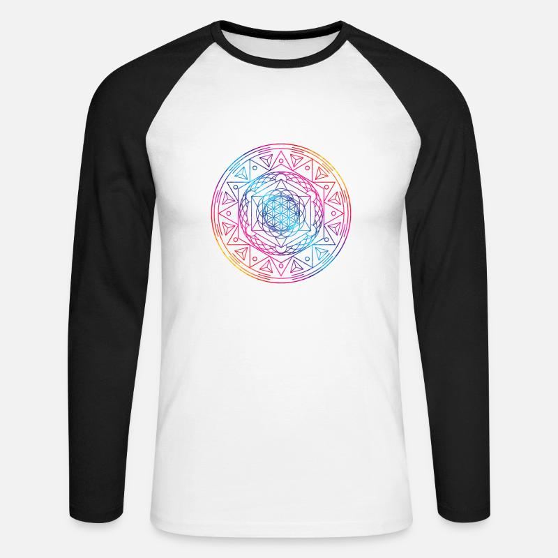 Heilige Geometrie TetraFlower - Unisex Baseballshirt langarm - Weiß/Schwarz