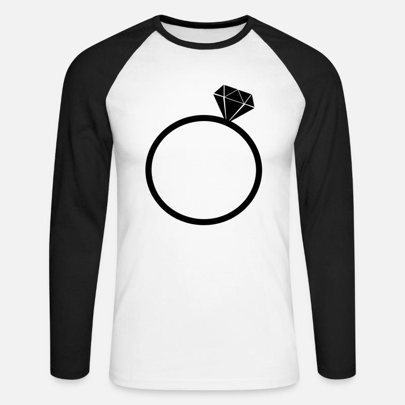 diamantring - Unisex Baseballshirt langarm - Weiß/Schwarz