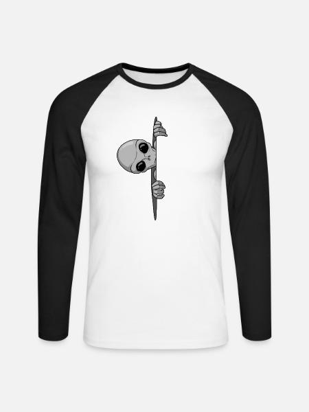 Alien Entführung Area 51 UFO Außerirdischer - Unisex Baseballshirt langarm - Weiß/Schwarz