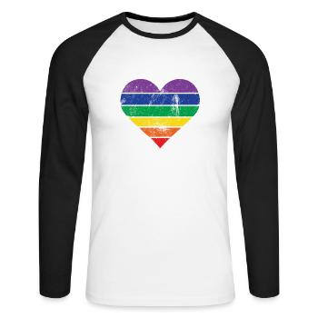 Heart rainbow - Unisex Long Sleeve Baseball T-Shirt - white/black - Front - Nik (191cm)