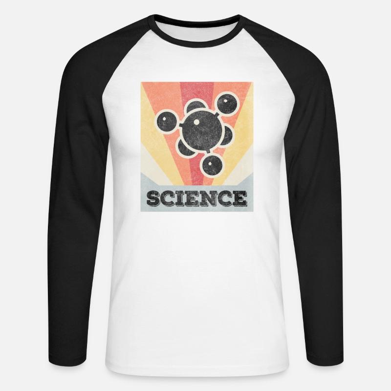 Science - Atom - Unisex Baseballshirt langarm - Weiß/Schwarz