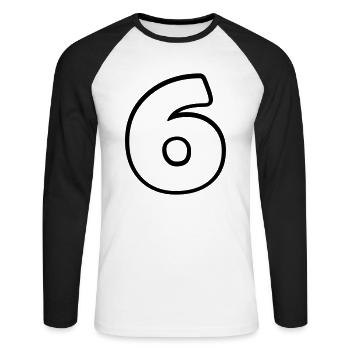 6 - Unisex Baseballshirt langarm - Weiß/Schwarz - Vorne - Nik (191cm)