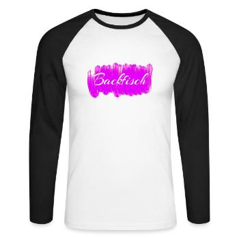 Backfisch vergessene Wörter Geschenkidee Pubertät - Unisex Baseballshirt langarm - Weiß/Schwarz - Vorne - Nik (191cm)