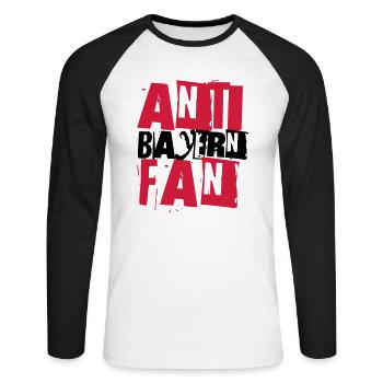 ANTI BAYERN FAN - Unisex Baseballshirt langarm - Weiß/Schwarz - Vorne - Nik (191cm)
