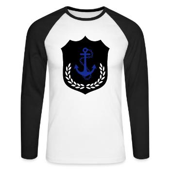 anker_wappen_2 - Unisex Baseballshirt langarm - Weiß/Schwarz - Vorne - Nik (191cm)