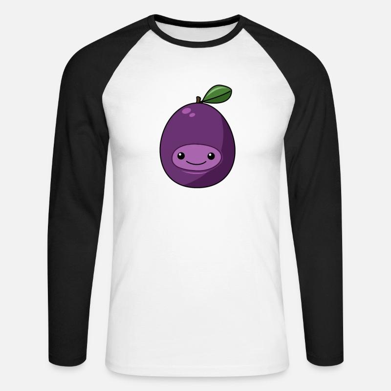 Comic Pflaume - Unisex Baseballshirt langarm - Weiß/Schwarz