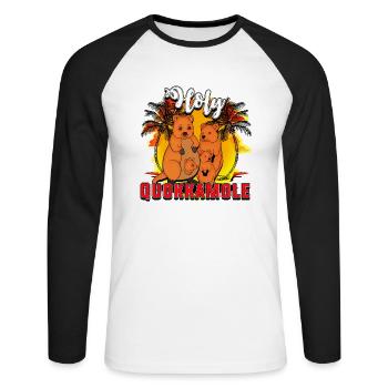 Quokka - Unisex Baseballshirt langarm - Weiß/Schwarz - Vorne - Nik (191cm)