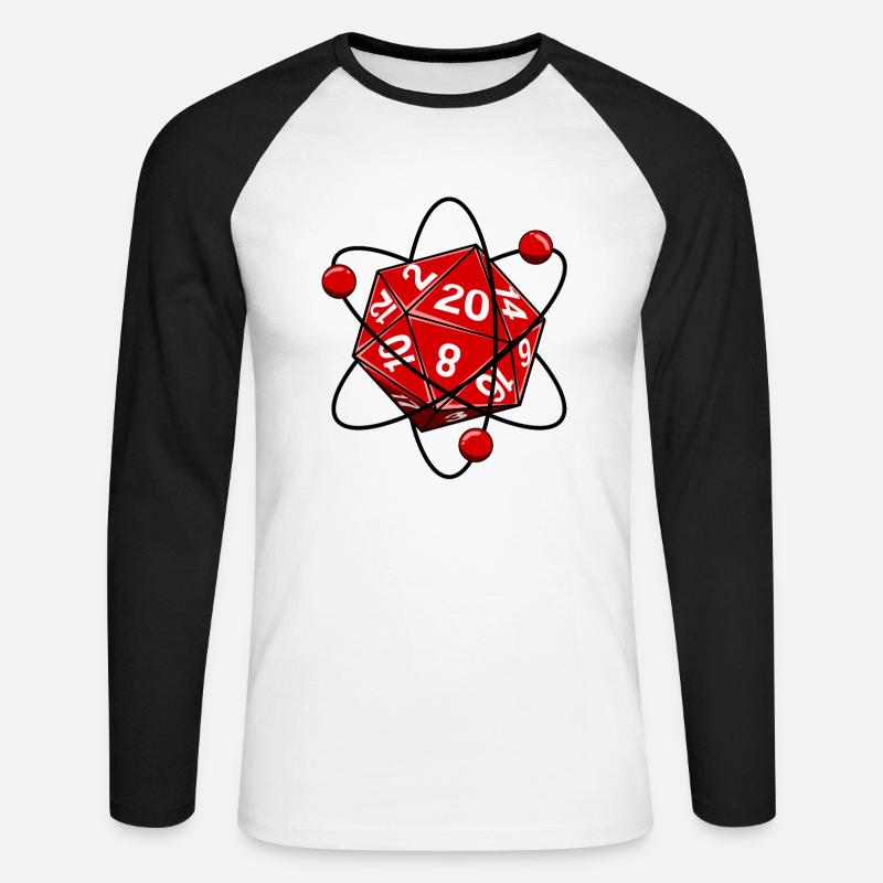 Cube D20 electron physics nerd - Unisex Long Sleeve Baseball T-Shirt - white/black