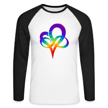 Regenbogen Herz - Unisex Baseballshirt langarm - Weiß/Schwarz - Vorne - Nik (191cm)