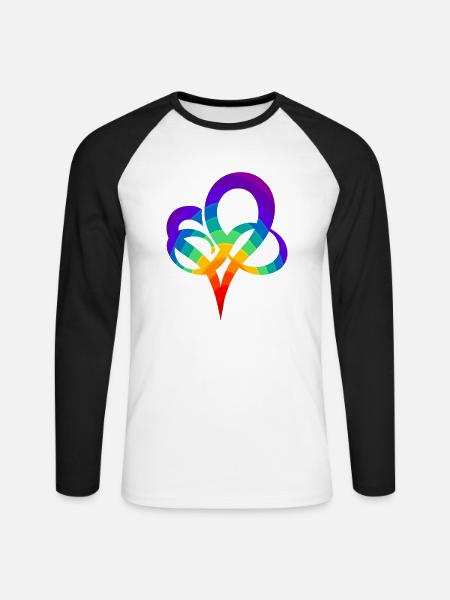 Rainbow heart - Unisex Long Sleeve Baseball T-Shirt - white/black