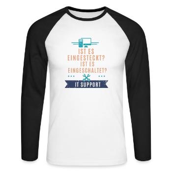 Pc Und Werkzeugsymbol - Tech Support - Unisex Baseballshirt langarm - Weiß/Schwarz - Vorne - Nik (191cm)