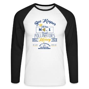Bee Keepers Pollinators Honey Farmer Bottle Label - Unisex Long Sleeve Baseball T-Shirt - white/black - Front - Nik (191cm)