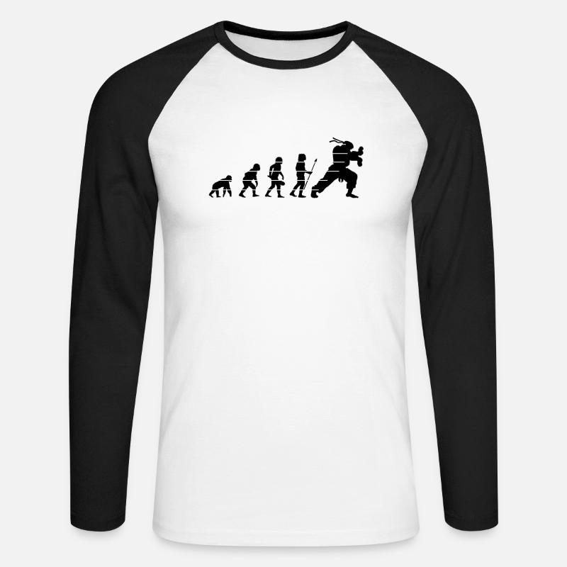 human evolution or hadouk - Unisex Long Sleeve Baseball T-Shirt - white/black