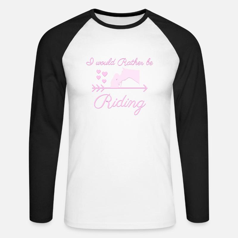 i would rather be riding - Unisex Baseballshirt langarm - Weiß/Schwarz