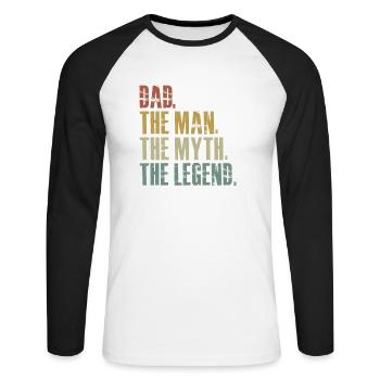DAD THE MAN THE MYTH THE LEGEND VINTAGE - Unisex Baseballshirt langarm - Weiß/Schwarz - Vorne - Nik (191cm)