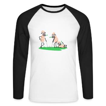 Sheep Playing Golf - Unisex Long Sleeve Baseball T-Shirt - white/black - Front - Nik (191cm)