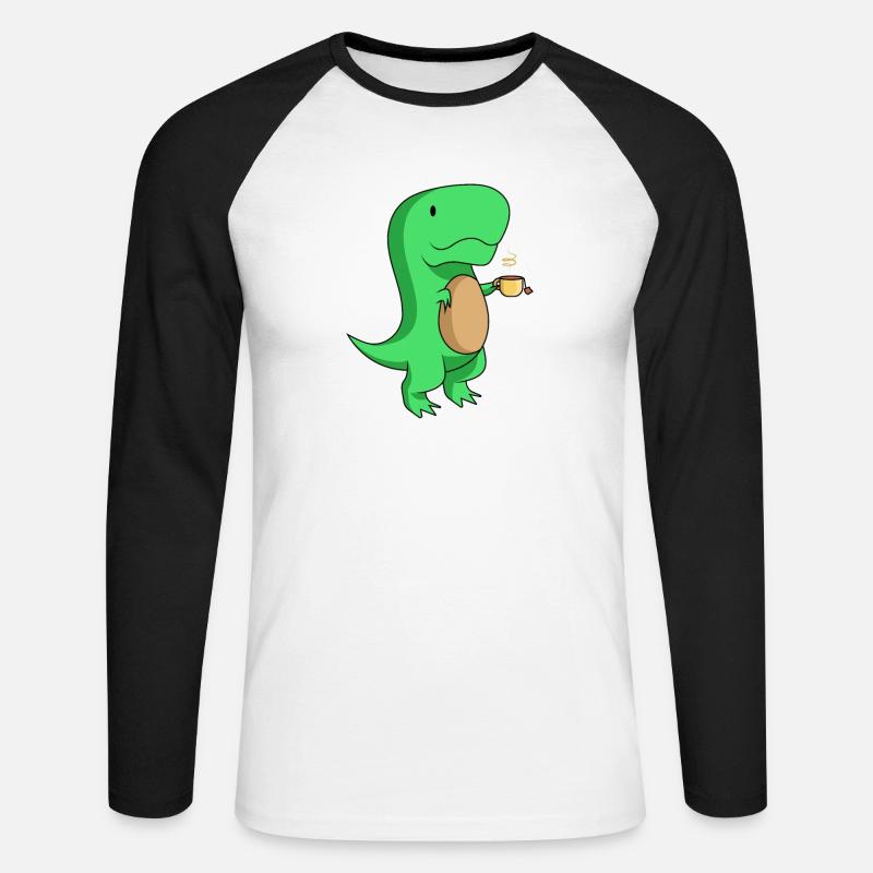 Tea Rex - Trex - Unisex Baseballshirt langarm - Weiß/Schwarz