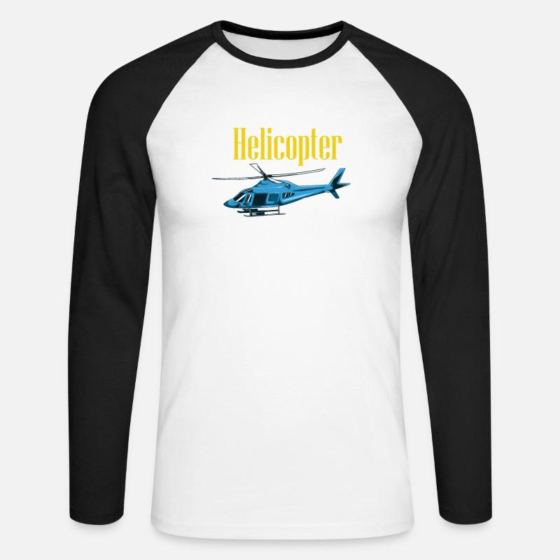 HELICOPTER: Helicopter Definition Gift - Unisex Baseballshirt langarm - Weiß/Schwarz