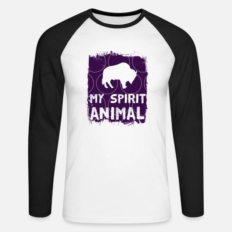 Bison - Unisex Baseballshirt langarm - Weiß/Schwarz