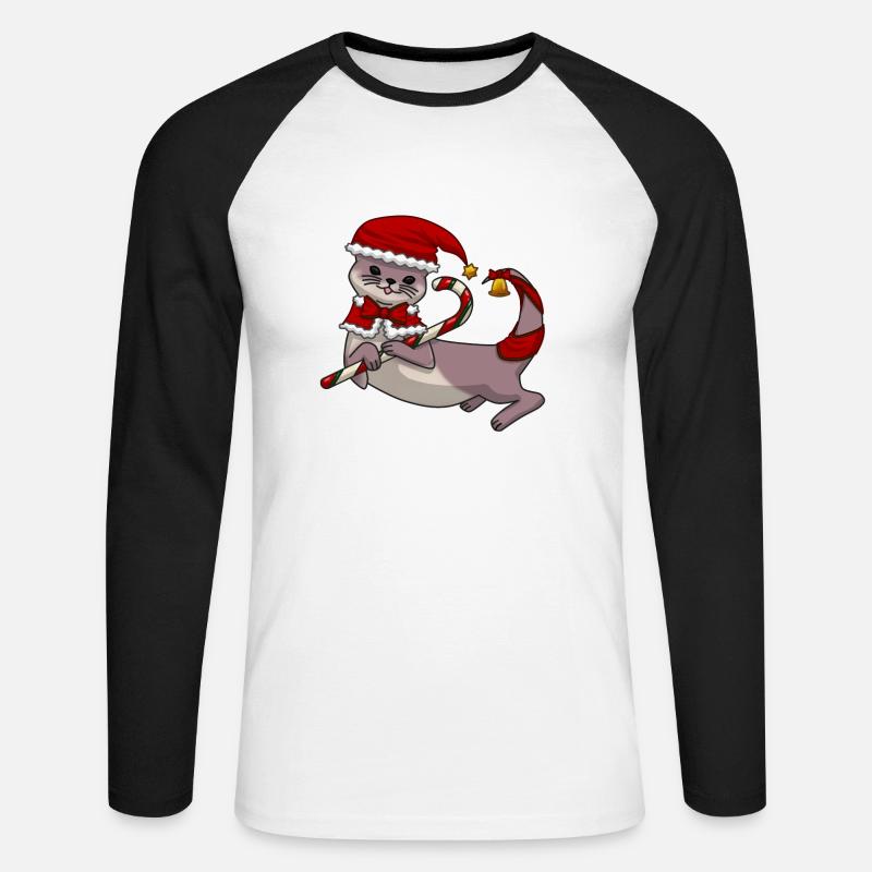 Weihnachtsotter - Unisex Baseballshirt langarm - Weiß/Schwarz