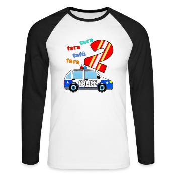 PolizeiAuto 2 - Unisex Baseballshirt langarm - Weiß/Schwarz - Vorne - Nik (191cm)