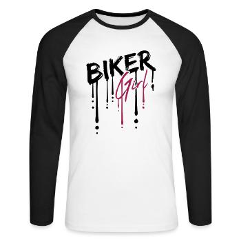 Drop biker girl - T-shirt baseball manches longues Homme - blanc/noir - Devant - Nik (191cm)