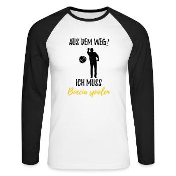 Boule Petanque Boccia Boules - Unisex Baseballshirt langarm - Weiß/Schwarz - Vorne - Nik (191cm)