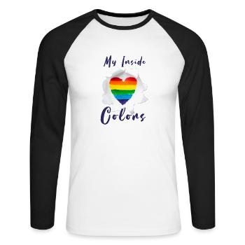 My Inside Colors Gay Pride Regenbogenfahne LGBTQ - Unisex Baseballshirt langarm - Weiß/Schwarz - Vorne - Nik (191cm)