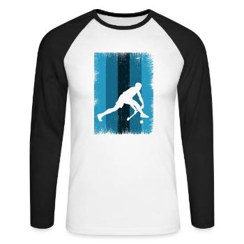 Floorball - Unisex Baseballshirt langarm - Weiß/Schwarz - Vorne - Nik (191cm)