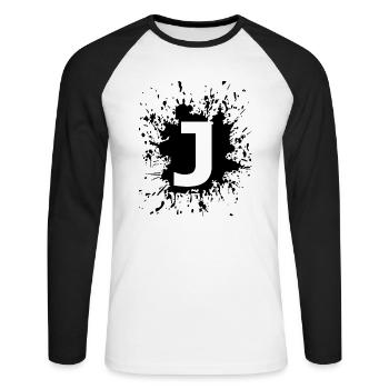 Name, Initialen, Buchstabe, Team, J - Unisex Baseballshirt langarm - Weiß/Schwarz - Vorne - Nik (191cm)