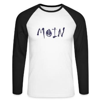 moin norden - Unisex Baseballshirt langarm - Weiß/Schwarz - Vorne - Nik (191cm)