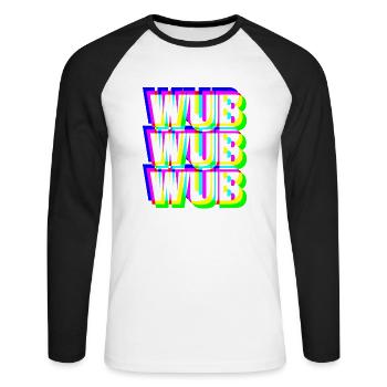 WUB WUB Dubstep Techno Rave Headbanger DJ Cadeau - T-shirt baseball manches longues Homme - blanc/noir - Devant - Nik (191cm)