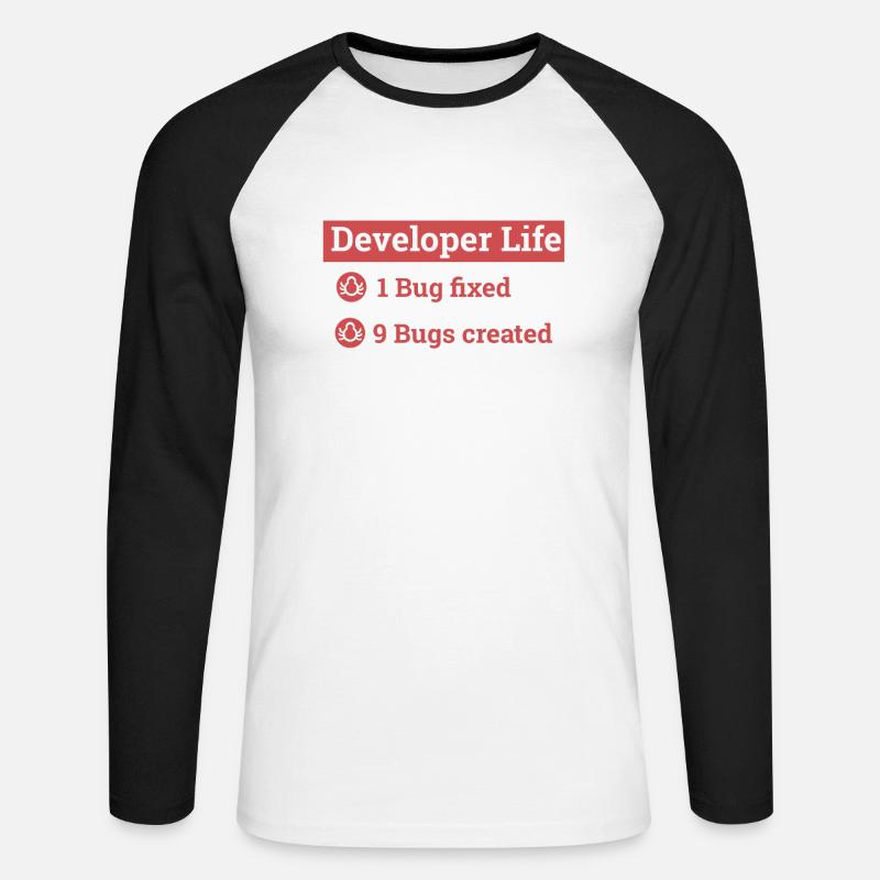 "Developer life" | Programmer, Programmierer - Unisex Baseballshirt langarm - Weiß/Schwarz