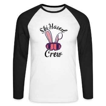 Ski Haserl Crew - Unisex Baseballshirt langarm - Weiß/Schwarz - Vorne - Nik (191cm)