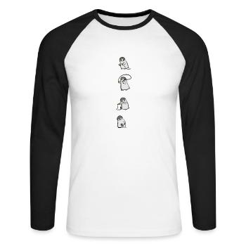 Cadeau de fan de pingouin de corde à sauter - T-shirt baseball manches longues Homme - blanc/noir - Devant - Nik (191cm)
