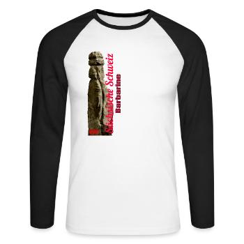 Sächsische Schweiz - Barbarine - Unisex Baseballshirt langarm - Weiß/Schwarz - Vorne - Nik (191cm)