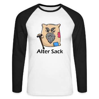 Alter Sack Ironisch Sarkasmus witzig - Unisex Baseballshirt langarm - Weiß/Schwarz - Vorne - Nik (191cm)