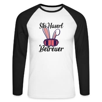Ski Haserl Betreuer - Unisex Baseballshirt langarm - Weiß/Schwarz - Vorne - Nik (191cm)